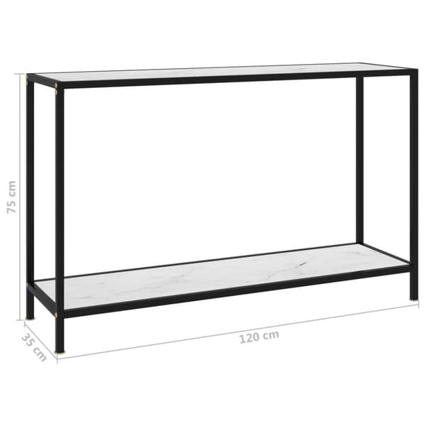 vidaXL konsolbord 120x35x75 cm hærdet glas hvid