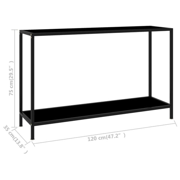 vidaXL konsolbord 120x35x75 cm hærdet glas sort