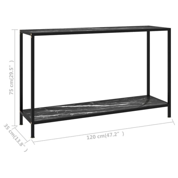 vidaXL Konsolbord svart 120x35x75 cm härdat glas