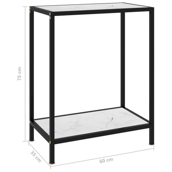 vidaXL Konsollbord hvit 60x35x75 cm herdet glass