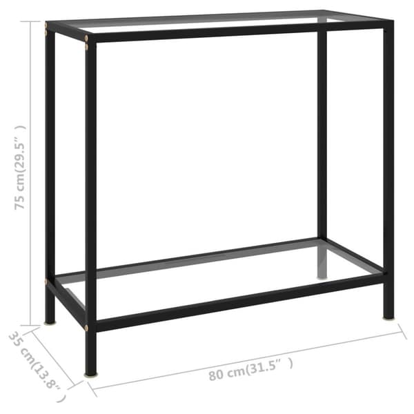 vidaXL konsolbord 80x35x75 cm hærdet glas transparent