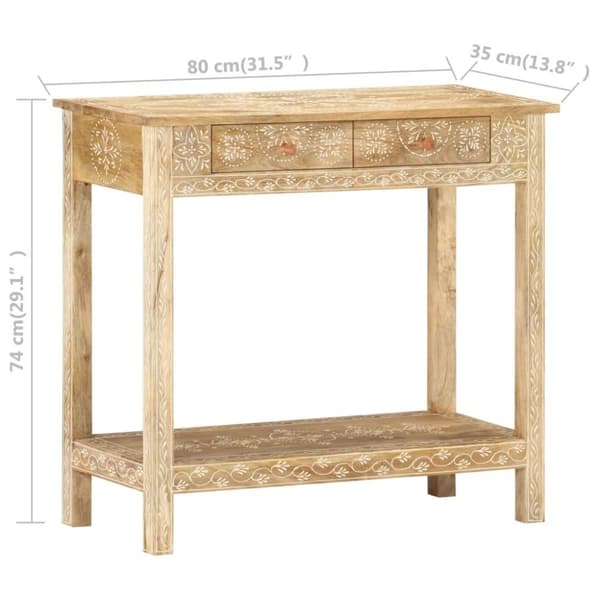 vidaXL Konsollbord 80x35x74 cm heltre mango