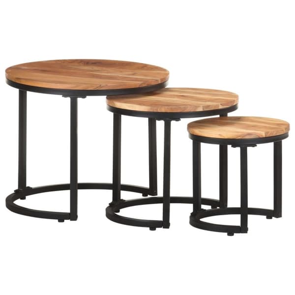 vidaXL Sidebord 3 stk heltre akasie