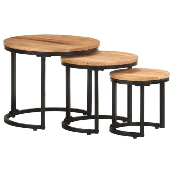 vidaXL Sidebord 3 stk heltre akasie