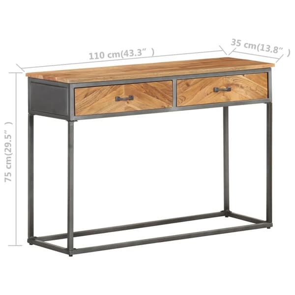 vidaXL Konsollbord 110x35x75 cm heltre akasie