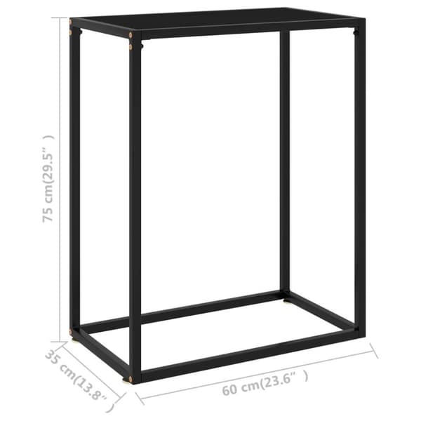 vidaXL Avlastningsbord svart 60x35x75 cm härdat glas