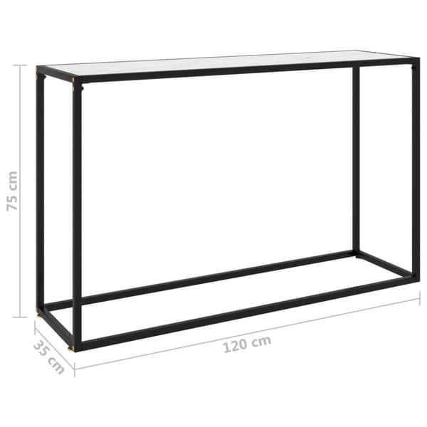 vidaXL Konsollbord hvit 120x35x75 cm herdet glass