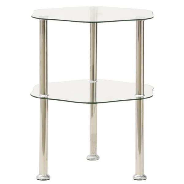 vidaXL Sidebord 2 etasjer gjennomsiktig 38x38x50 cm herdet glass