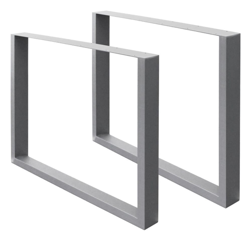 ECD Germany 2x bordben gjorda av fyrkantiga profiler, 90 x 72 cm, grå, pulverlackerat stål, industriell design, metallbordsbordsbordsbordsbord