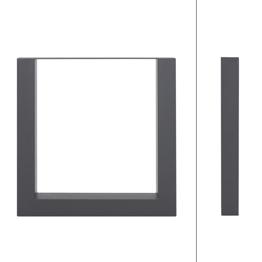 ML Design 2er Set Tabellben 70x72.5cm, antracit, profilstorlek 8x8 cm, pulverlackerat stål, industriell design, metallbord