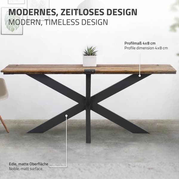 ML Design Table Frame Spider 78x71x150cm, musta, risteily risteytys x-design pöytä jalat kalusteet jalat, raskas pöytä Tallows teräs, pöytäjalat
