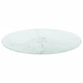 Miniatyrbillede 3 af 5: vidaXL bordplade Ø50x0,8 cm hærdet glas med marmordesign hvid