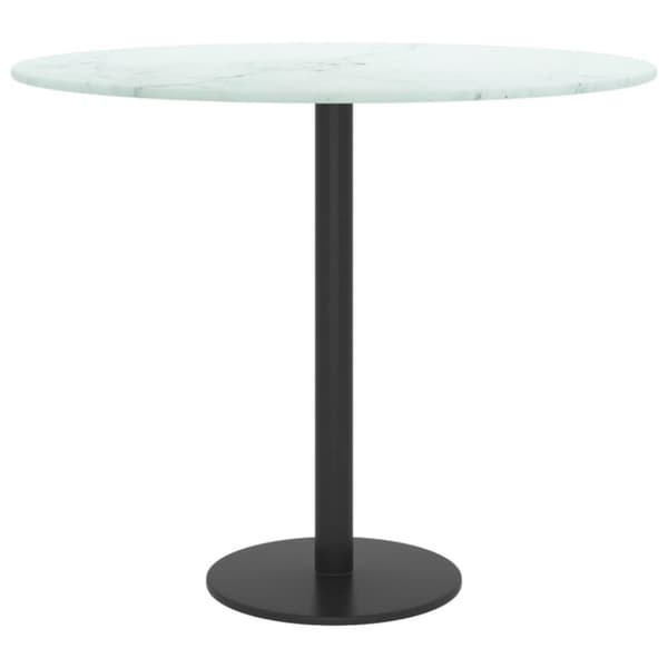 vidaXL Bordsskiva vit Ø50x0,8 cm härdat glas med marmortextur