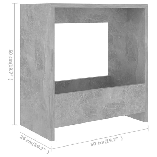 vidaXL Sidobord betonggrå 50x26x50 cm spånskiva