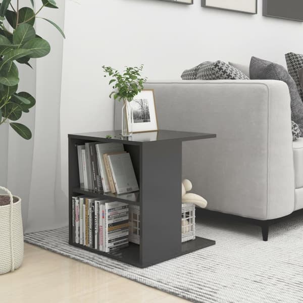 vidaXL sidebord 45x45x48 cm spånplade grå højglans