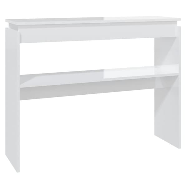 vidaXL Konsollbord høyglans hvit 102x30x80 cm sponplate