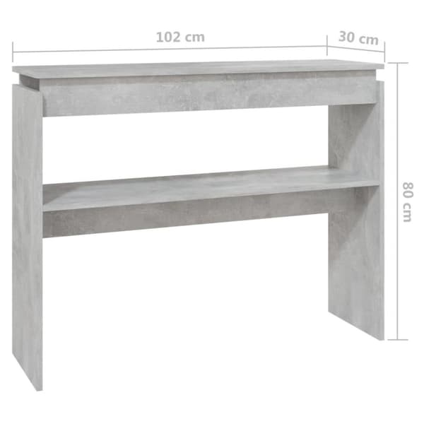 vidaXL Sidobord betonggrå 102x30x80 cm spånskiva