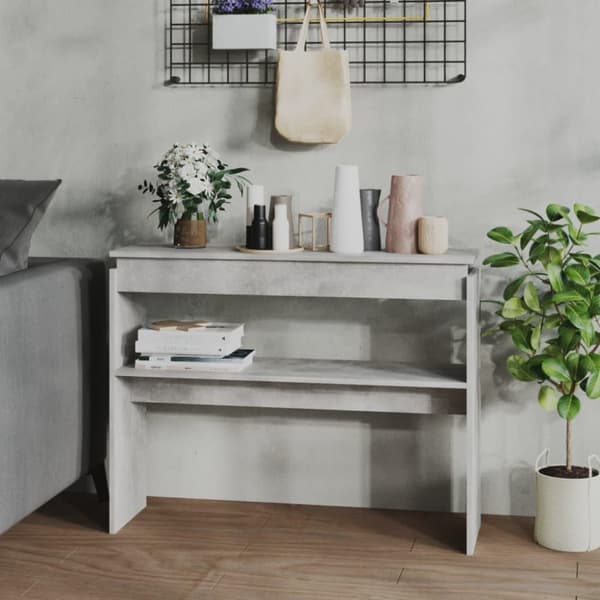 vidaXL Sidobord betonggrå 102x30x80 cm spånskiva