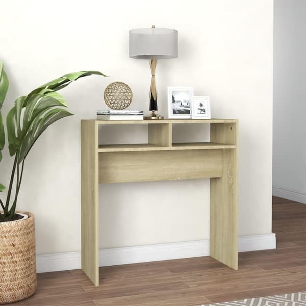 vidaXL konsolbord 78x30x80 cm spånplade sonoma-eg