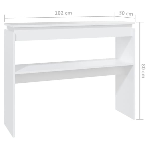 vidaXL Konsolipöytä valkoinen 102x30x80 cm lastulevy