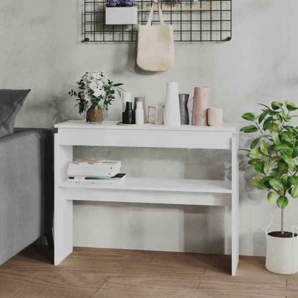 vidaXL Konsolipöytä valkoinen 102x30x80 cm lastulevy