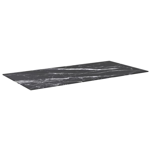 vidaXL bordplade 100x50 cm 6 mm hærdet glas med marmordesign sort