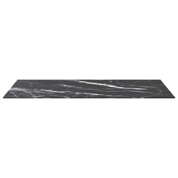 vidaXL bordplade 100x50 cm 6 mm hærdet glas med marmordesign sort