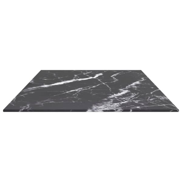 vidaXL bordplade 100x50 cm 6 mm hærdet glas med marmordesign sort