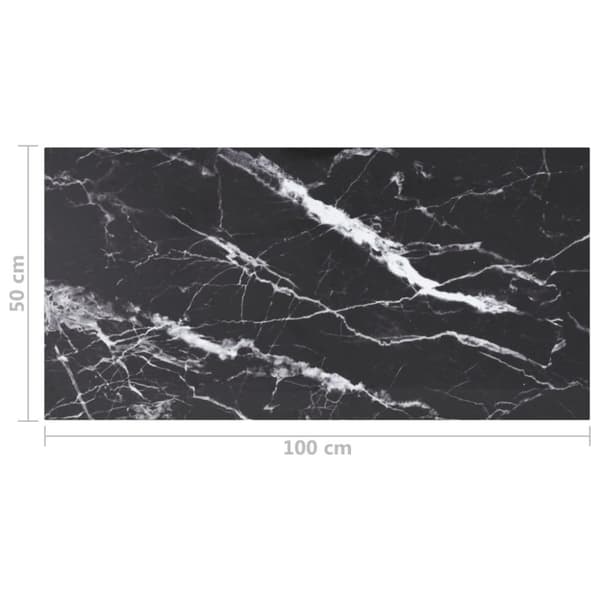 vidaXL bordplade 100x50 cm 6 mm hærdet glas med marmordesign sort