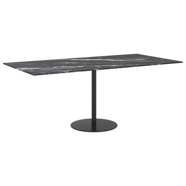 vidaXL bordplade 100x50 cm 6 mm hærdet glas med marmordesign sort
