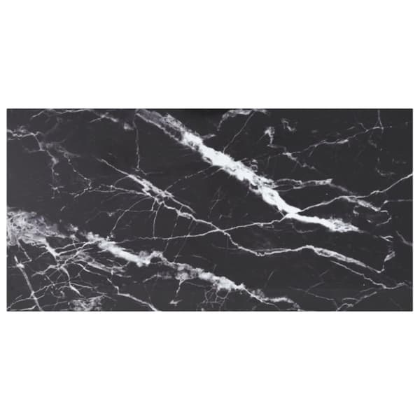 vidaXL bordplade 100x50 cm 6 mm hærdet glas med marmordesign sort
