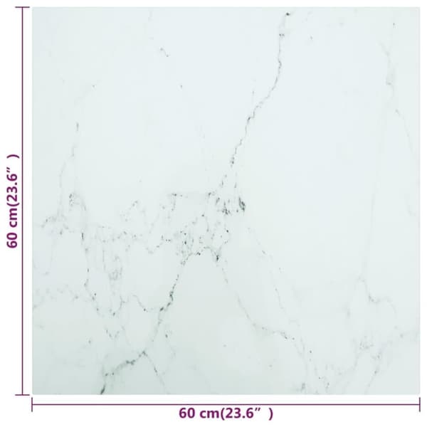 vidaXL Pöytälevy valkoinen 60x60 cm 6 mm karkaistu lasi marmorikuvio