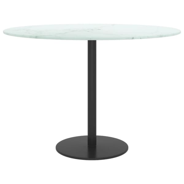 vidaXL Bordsskiva vit Ø60x0,8 cm härdat glas med marmortextur