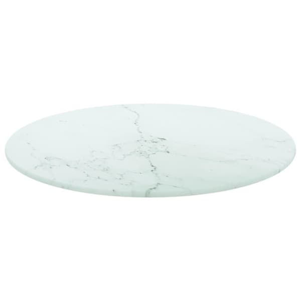 vidaXL Pöytälevy valkoinen Ø40x0,8 cm karkaistu lasi marmorikuvio
