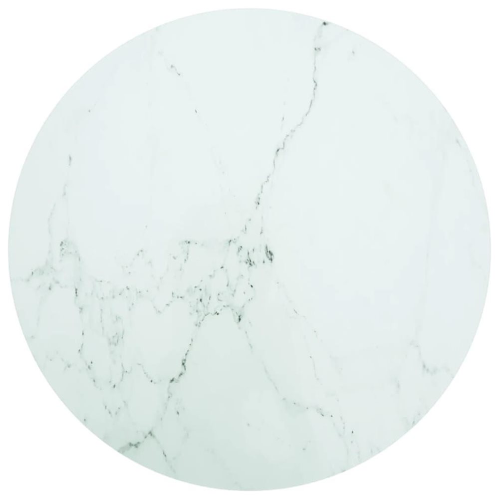 vidaXL Pöytälevy valkoinen Ø90x1 cm karkaistu lasi marmorikuvio