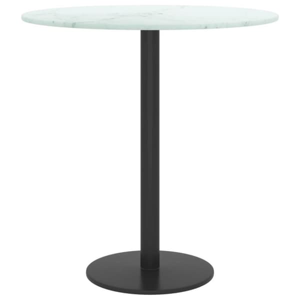 vidaXL Bordsskiva vit Ø40x0,8 cm härdat glas med marmortextur
