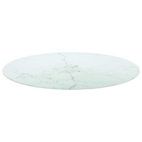 vidaXL Pöytälevy valkoinen Ø80x1 cm karkaistu lasi marmorikuvio