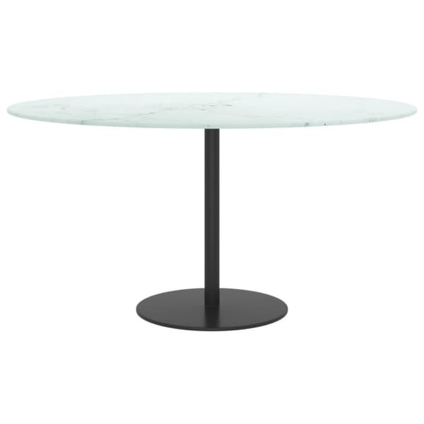 vidaXL Pöytälevy valkoinen Ø80x1 cm karkaistu lasi marmorikuvio