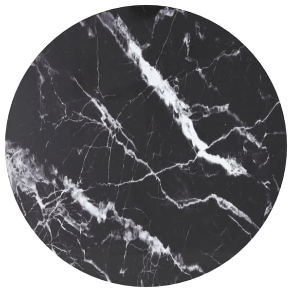 vidaXL bordplade Ø60x0,8 cm hærdet glas med marmordesign sort