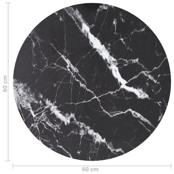 vidaXL Bordsskiva svart Ø60x0,8 cm härdat glas med marmortextur
