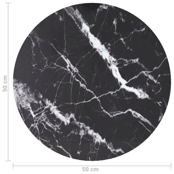 vidaXL Bordsskiva svart Ø50x0,8 cm härdat glas med marmortextur