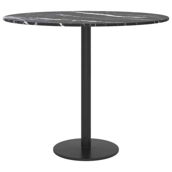 vidaXL Bordsskiva svart Ø50x0,8 cm härdat glas med marmortextur