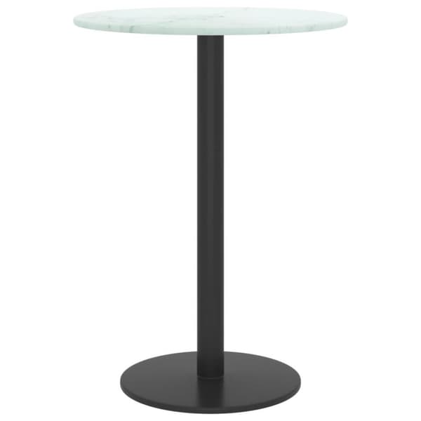 vidaXL bordplade Ø30x0,8 cm hærdet glas med marmordesign hvid