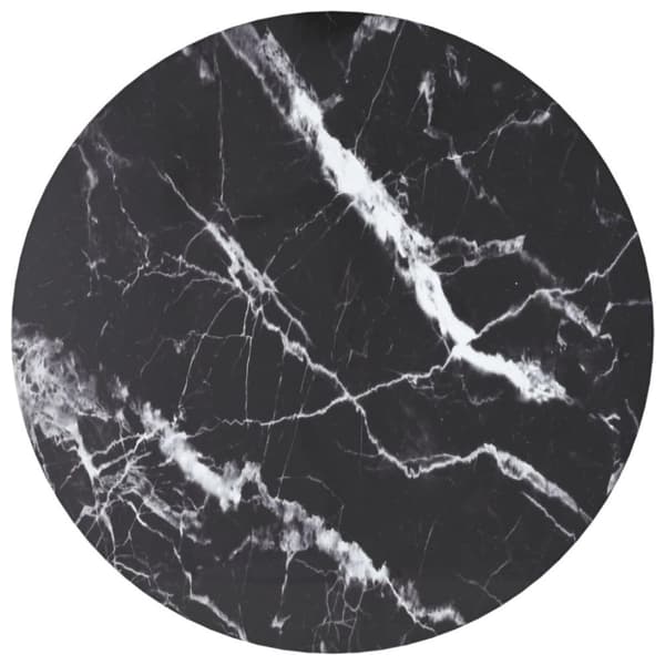 vidaXL bordplade Ø30x0,8 cm hærdet glas med marmordesign sort