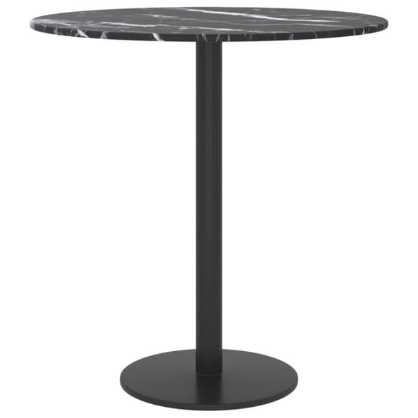 vidaXL Bordplate svart Ø40x0,8 cm herdet glass med marmor design