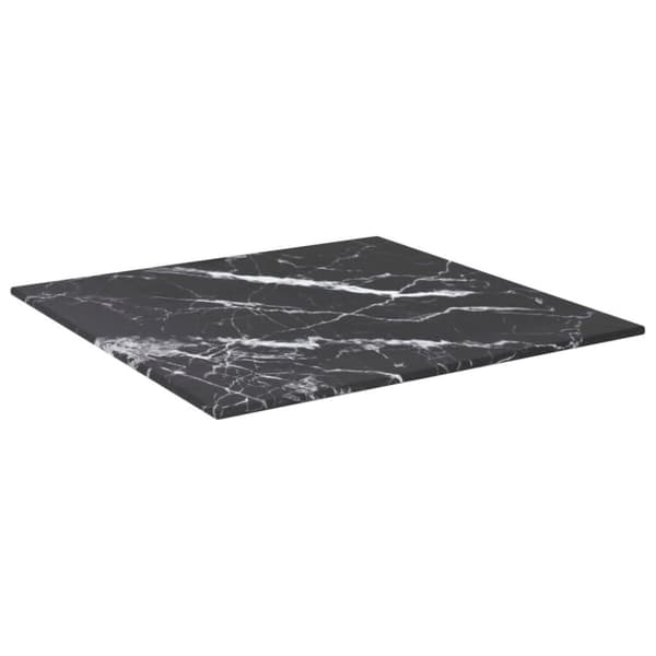 vidaXL bordplade 40x40 cm 6 mm hærdet glas med marmordesign sort