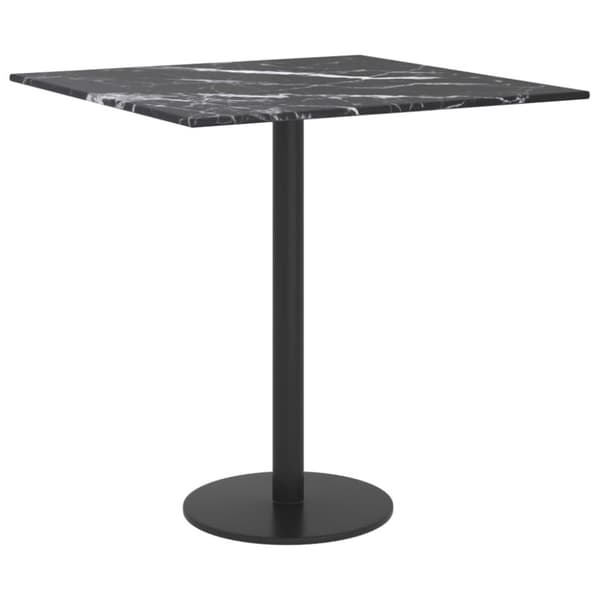 vidaXL bordplade 40x40 cm 6 mm hærdet glas med marmordesign sort