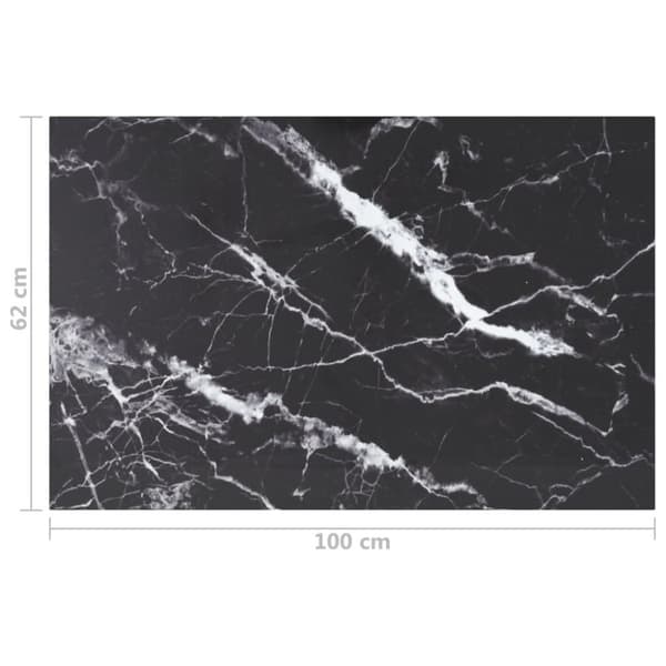 vidaXL bordplade 100x62 cm 8 mm hærdet glas marmortekstur sort