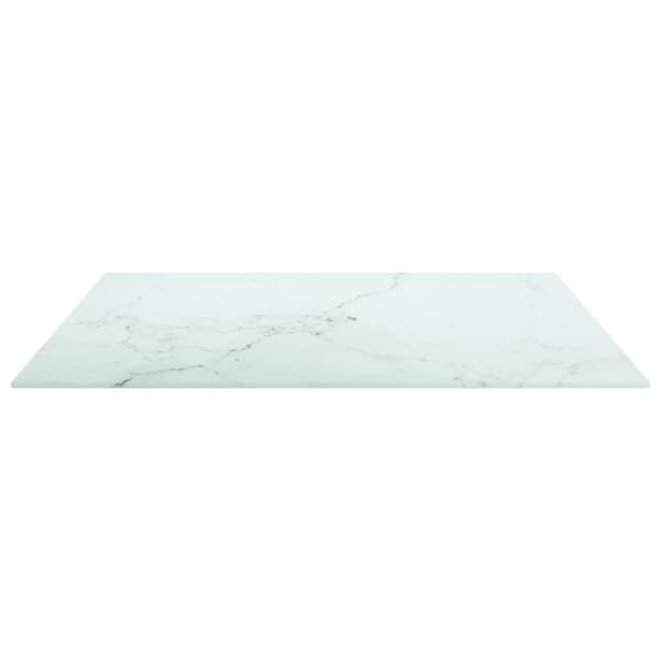 vidaXL Bordsskiva vit 70x70 cm 6 mm härdat glas med marmortextur