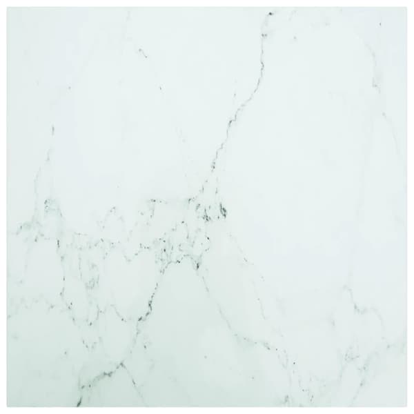 vidaXL Bordsskiva vit 70x70 cm 6 mm härdat glas med marmortextur